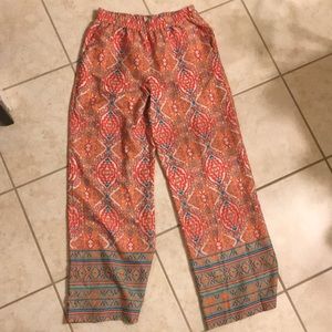 flowy patterned pants